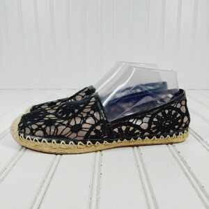 NEW Halogen Black Lace Slip On Espadrille Summer Comfy Flat Loafers D1037